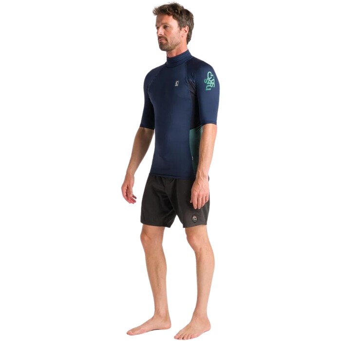 2024 C-Skins Mens NuWave X Short Sleeve Rash Vest C-NLYSSMT - Bluestone / Black / Dark Sage